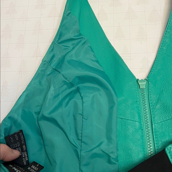 VINTAGE WILSONS LEATHER HALTER TOP CORSET TURQUOISE SIZE LARGE - Picture 16 of 16